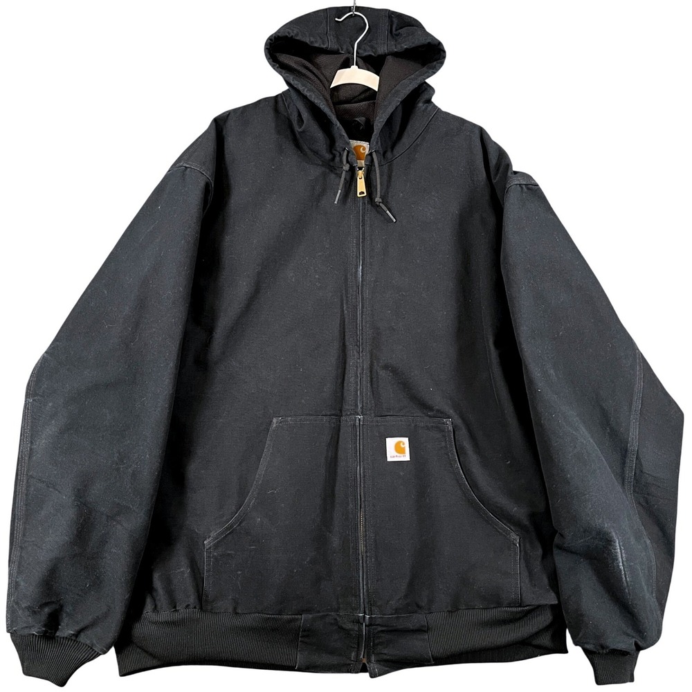 Carhartt Duck Active Jacket Mens 3XLT Black Made in USA Thermal Lined Hooded